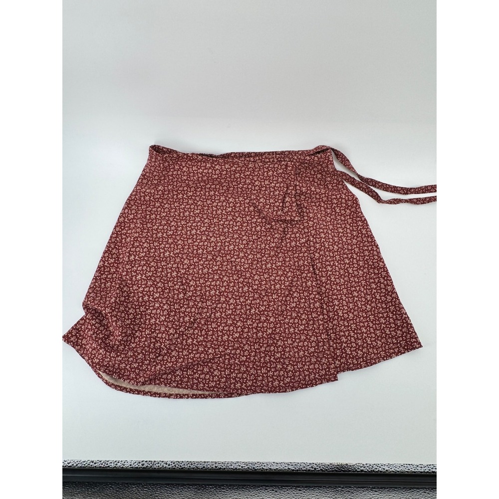 John Galt Brandy Melville Burgundy Floral‎ Wrap Mini Skirt MD112-Z129 One Size